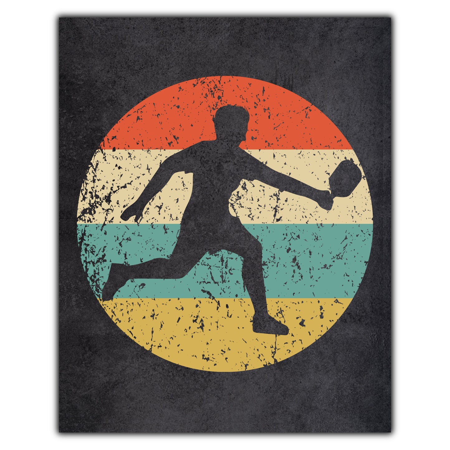 Pickleball Player Sports Icon Retro 8"x10" Wall Art Print