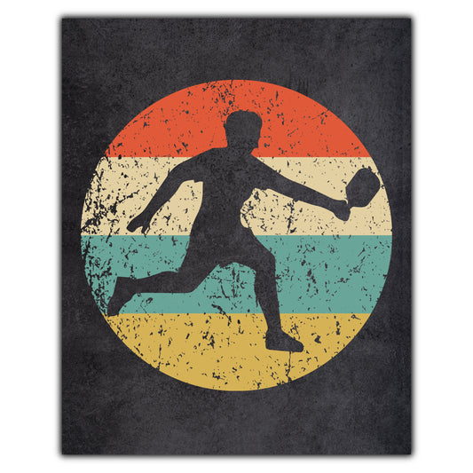 Pickleball Player Sports Icon Retro 8"x10" Wall Art Print