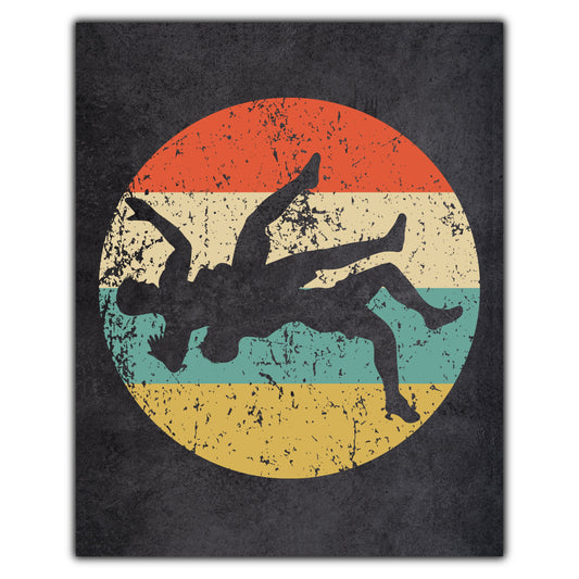 Wrestler Takedown Wrestling Sports Icon Retro 8"x10" Wall Art Print