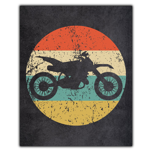 Dirt Bike Motocross Sports Icon Retro 8"x10" Wall Art Print