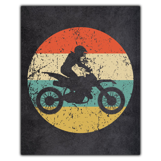 Dirt Biking Motocross Dirt Biker Sports Icon Retro 8"x10" Wall Art Print