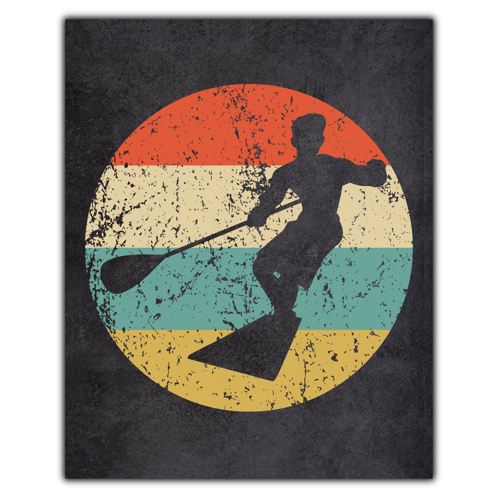 Paddleboarding Paddleboarder Sports Icon Retro 8"x10" Wall Art Print