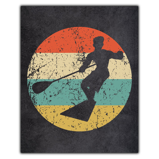 Paddleboarding Paddleboarder Sports Icon Retro 8"x10" Wall Art Print