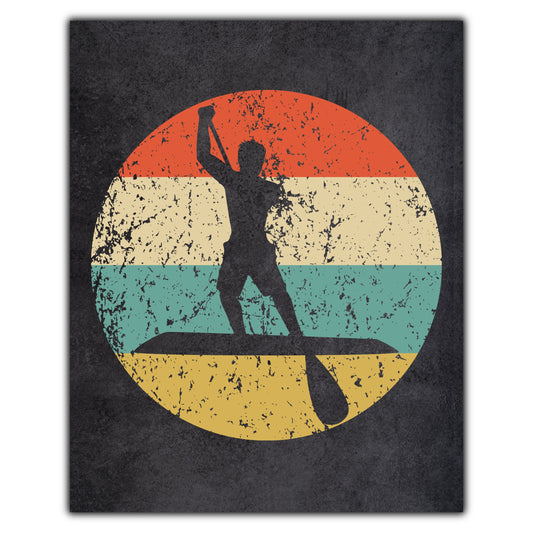 Paddleboarding Paddleboarder Sports Icon Retro 8"x10" Wall Art Print