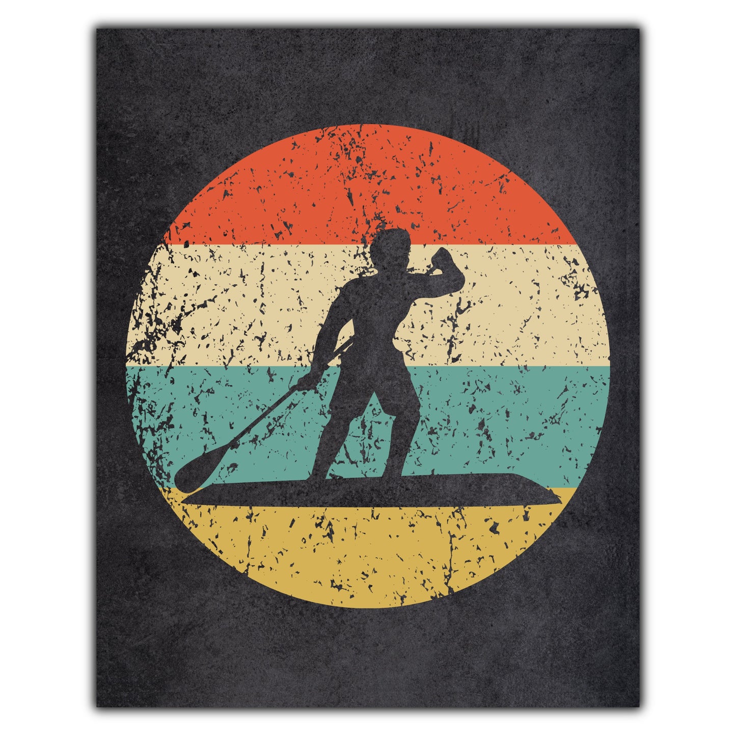 Paddleboarder Paddleboarding Sports Icon Retro 8"x10" Wall Art Print