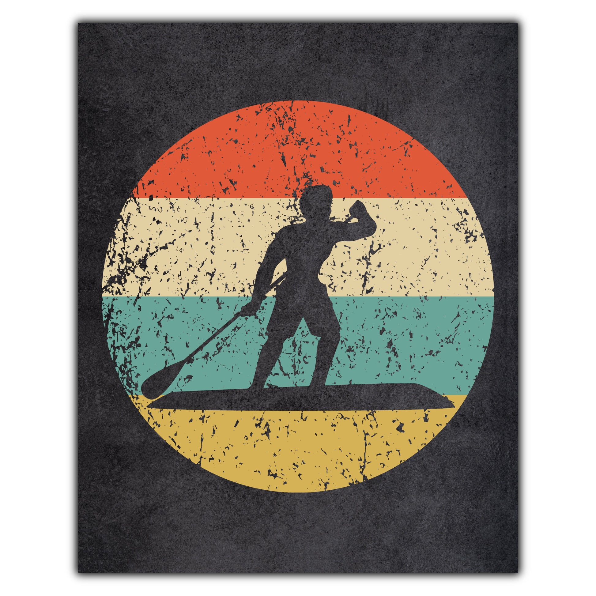 Paddleboarder Paddleboarding Sports Icon Retro 8"x10" Wall Art Print