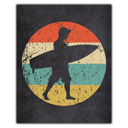 Surfer Surfing Sports Icon Retro 8"x10" Wall Art Print