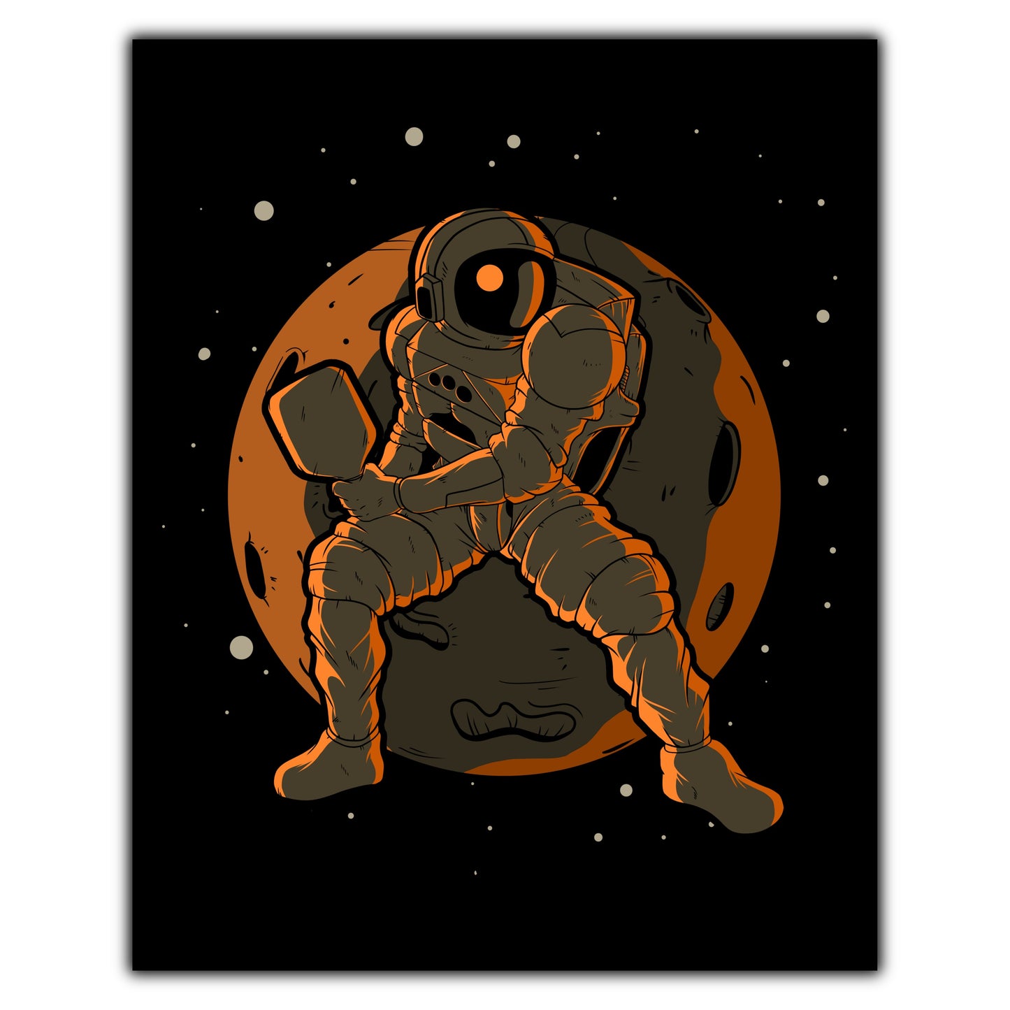 Pickleball Astronaut Outer Space Spaceman 8"x10" Wall Art Print