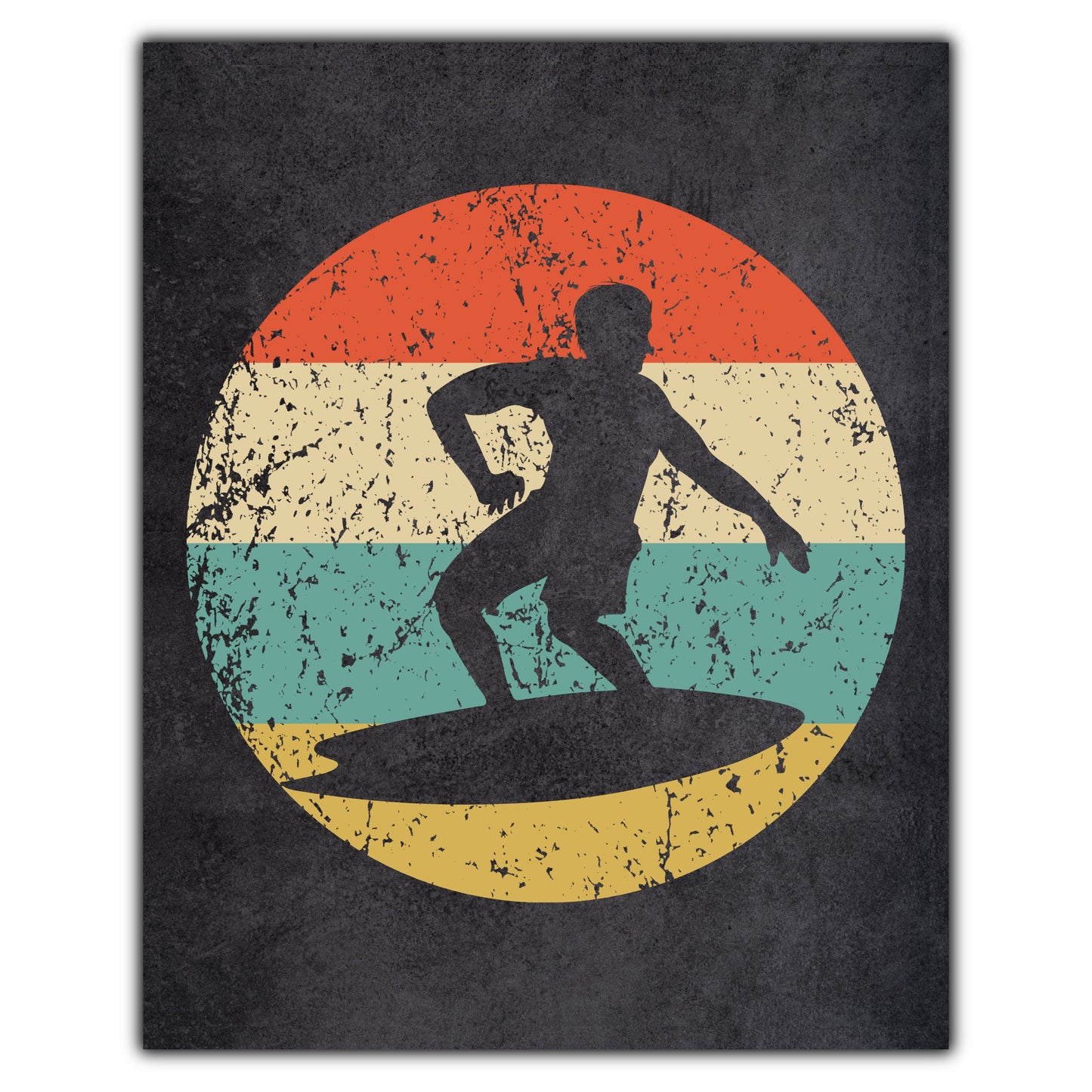 Surfer Surfing Sports Icon Retro 8"x10" Wall Art Print