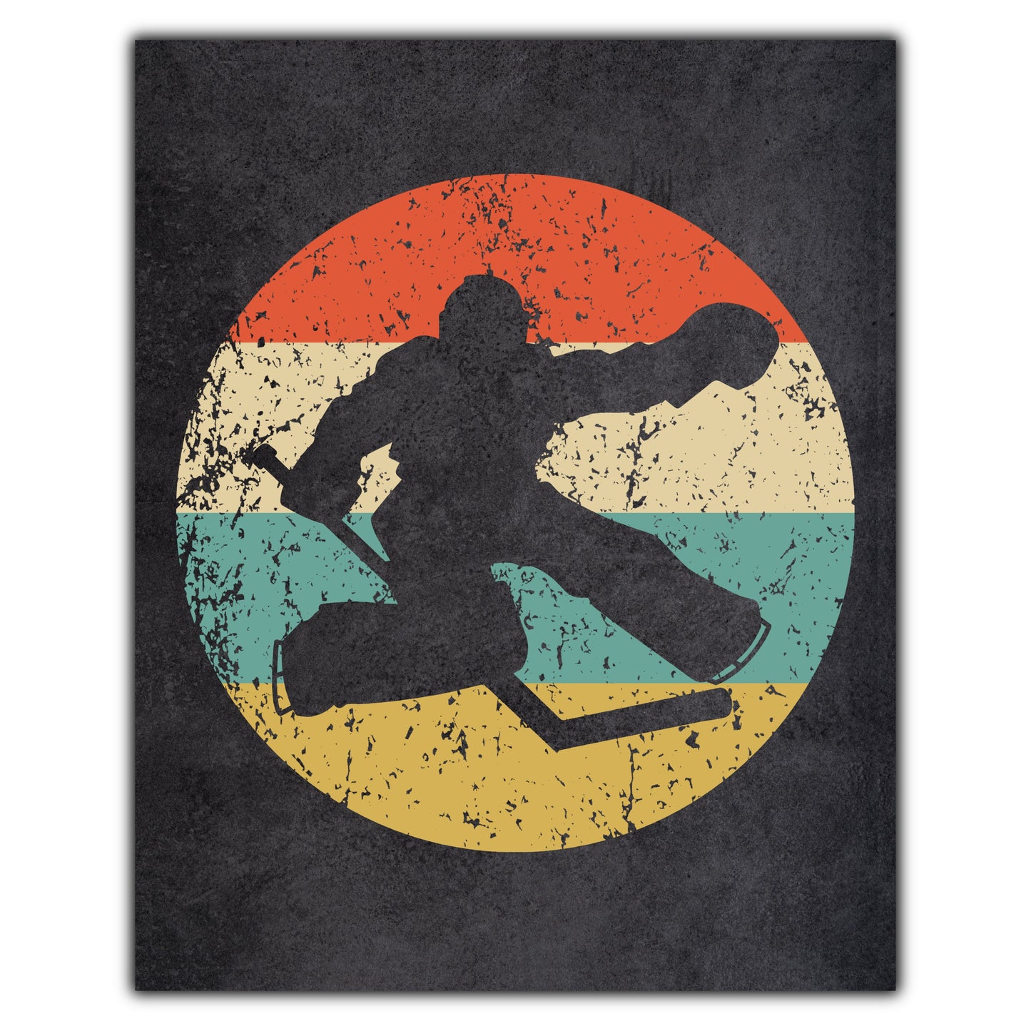Hockey Player Goalie Sports Icon Retro 8"x10" Wall Art Print