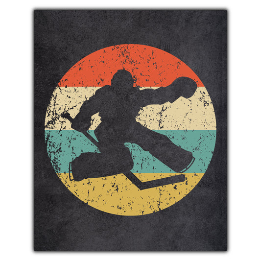 Hockey Player Goalie Sports Icon Retro 8"x10" Wall Art Print