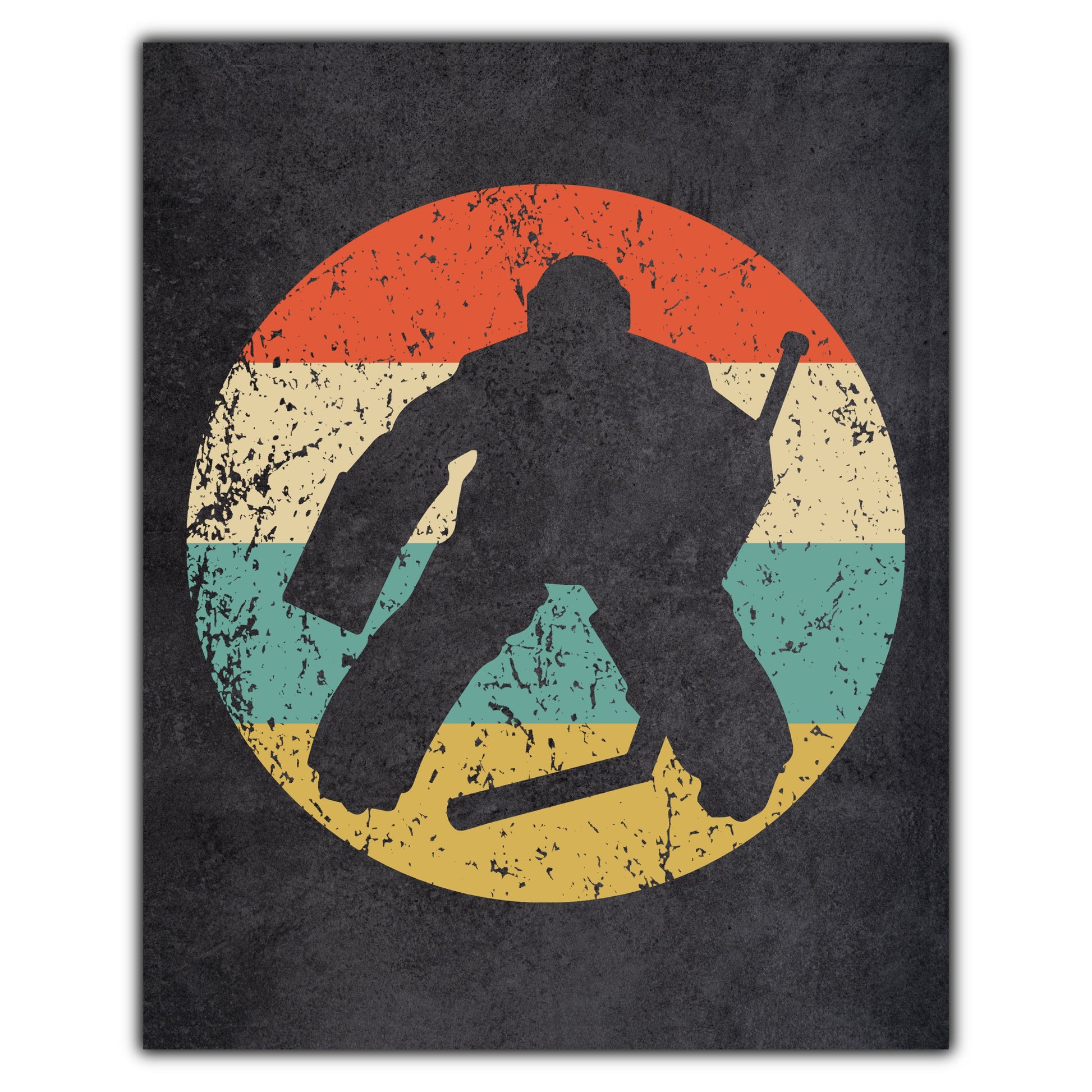Hockey Goalie Sports Icon Retro 8"x10" Wall Art Print