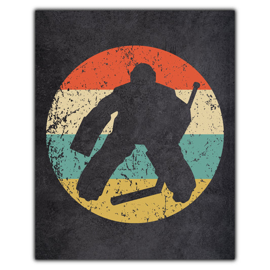 Hockey Goalie Sports Icon Retro 8"x10" Wall Art Print