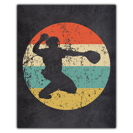 Baseball Player Catcher Sports Icon Retro 8"x10" Wall Art Print