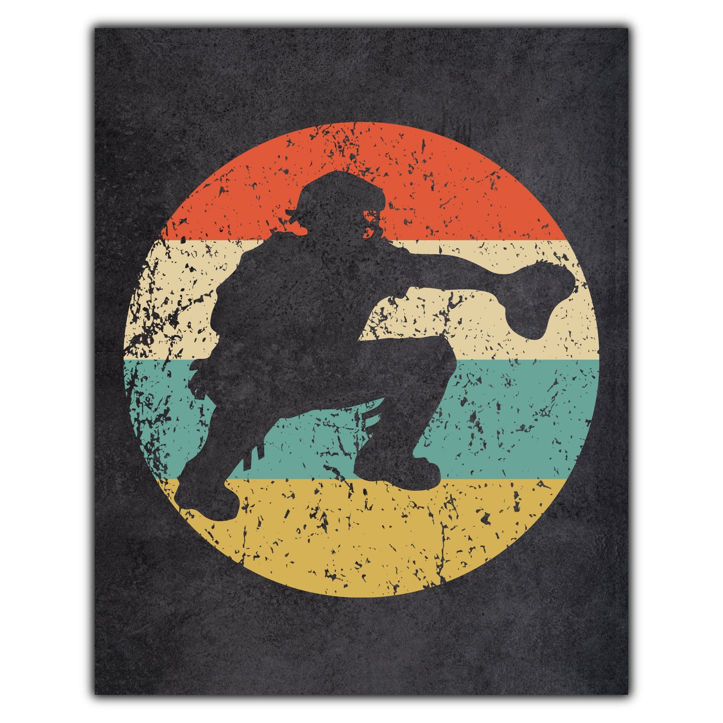 Baseball Catcher Sports Icon Retro 8"x10" Wall Art Print
