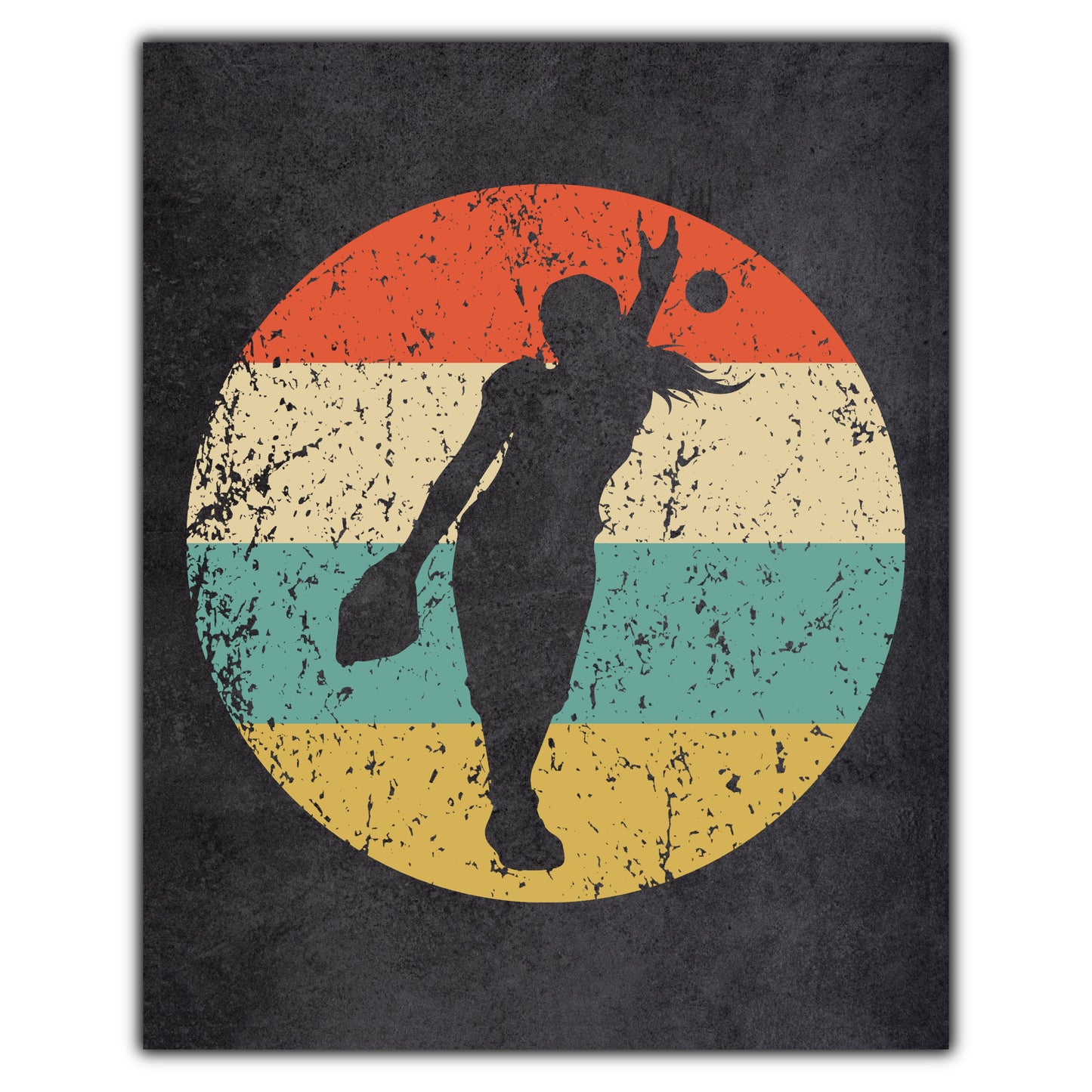 Softball Pitcher Sports Icon Retro 8"x10" Wall Art Print