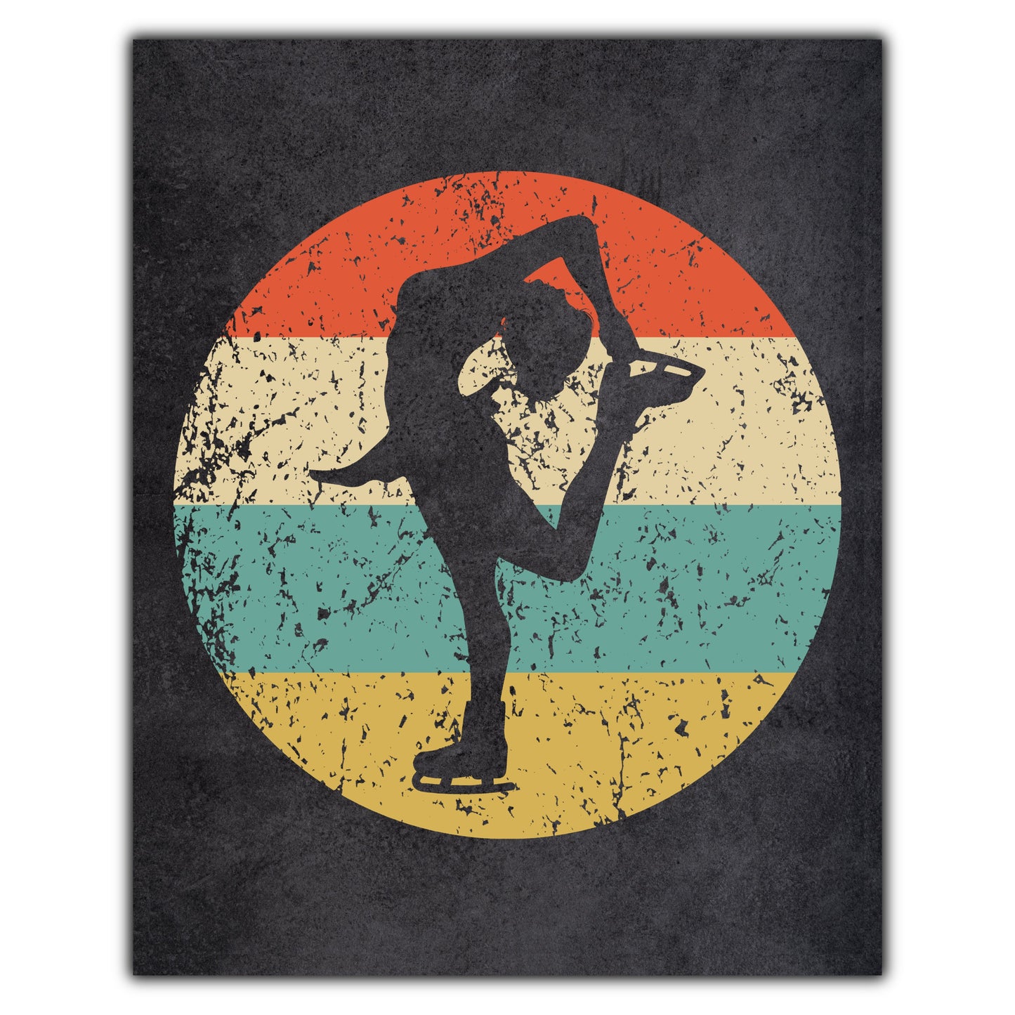 Figure Skater Sports Icon Retro 8"x10" Wall Art Print