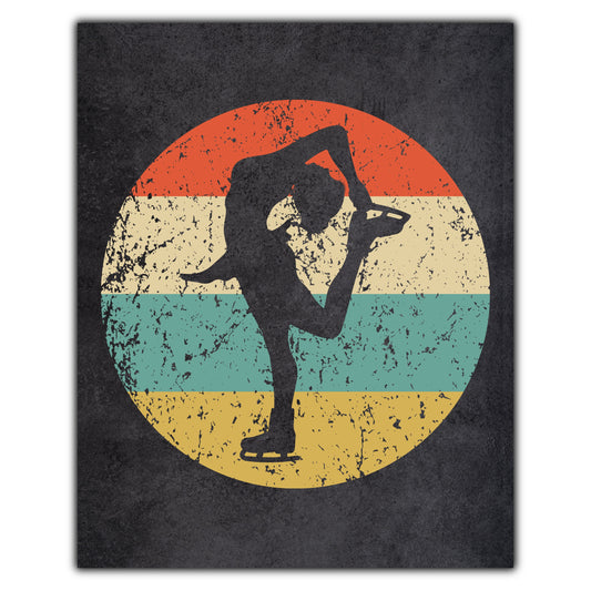 Figure Skater Sports Icon Retro 8"x10" Wall Art Print