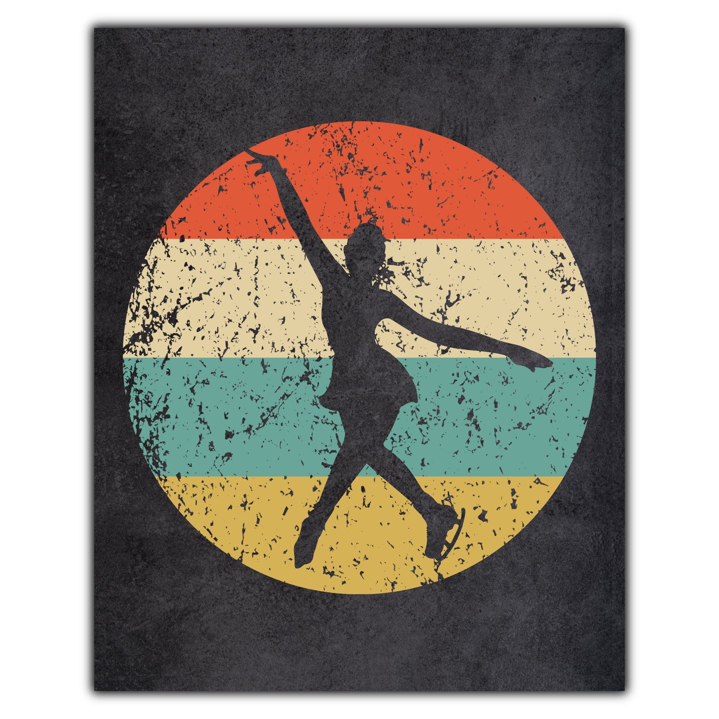 Figure Skater Sports Icon Retro 8"x10" Wall Art Print