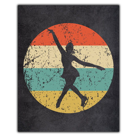 Figure Skater Sports Icon Retro 8"x10" Wall Art Print