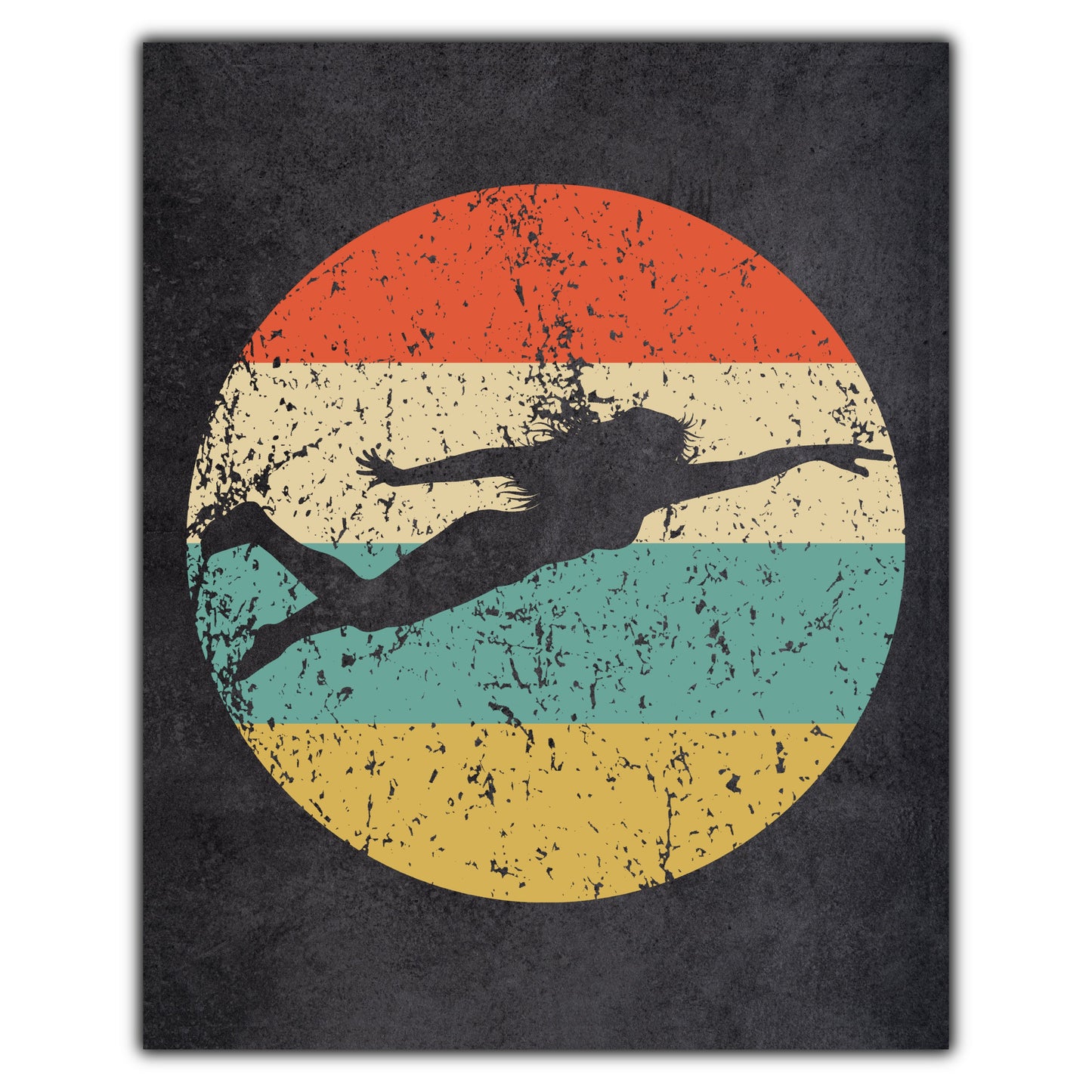 Female Swimmer Sports Icon Retro 8"x10" Wall Art Print