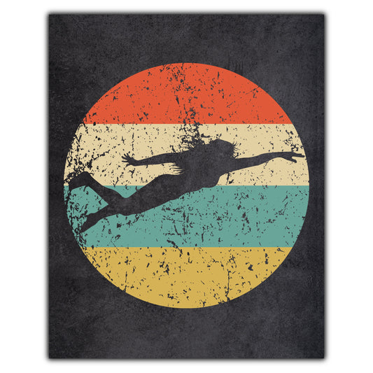 Female Swimmer Sports Icon Retro 8"x10" Wall Art Print