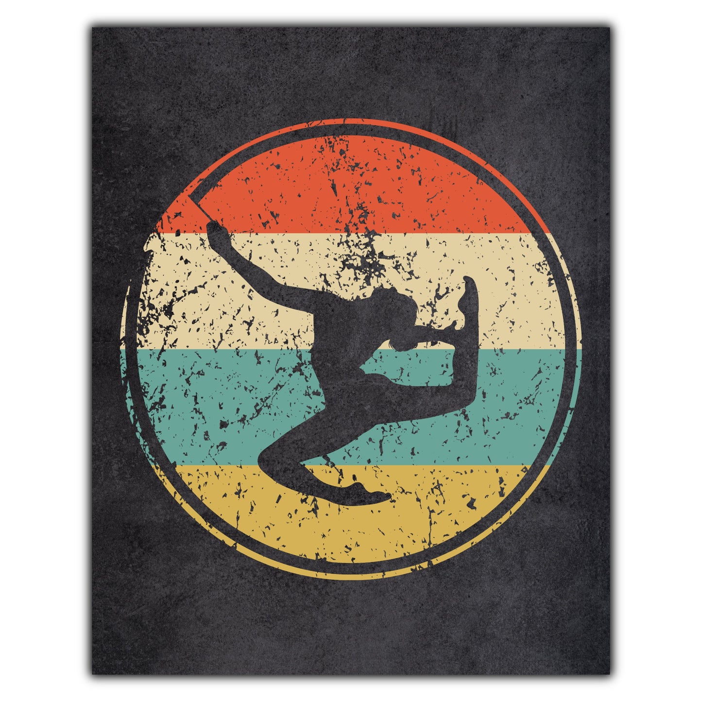 Ribbon Dancing Gymnast Gymnastics Sports Icon Retro 8"x10" Wall Art Print