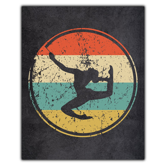 Ribbon Dancing Gymnast Gymnastics Sports Icon Retro 8"x10" Wall Art Print