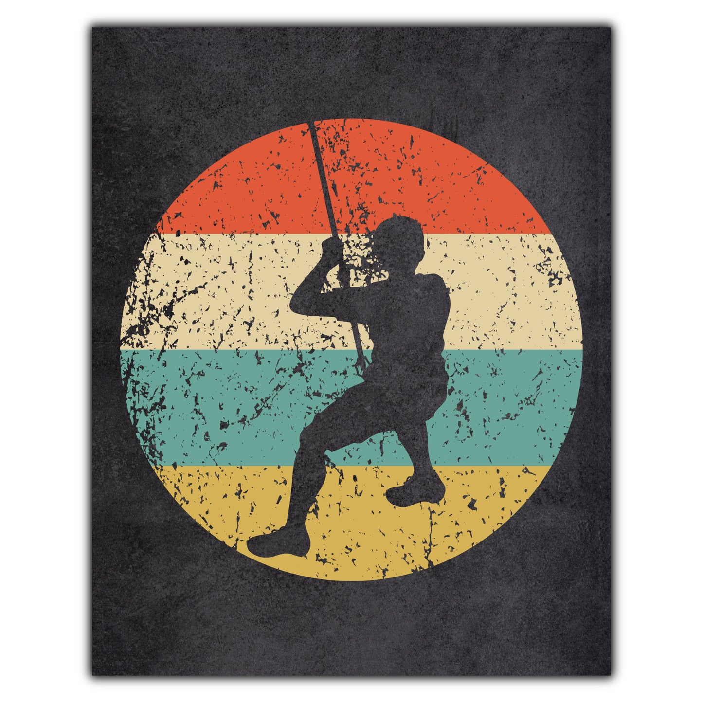 Rock Climber Rappelling Sports Icon Retro 8"x10" Wall Art Print