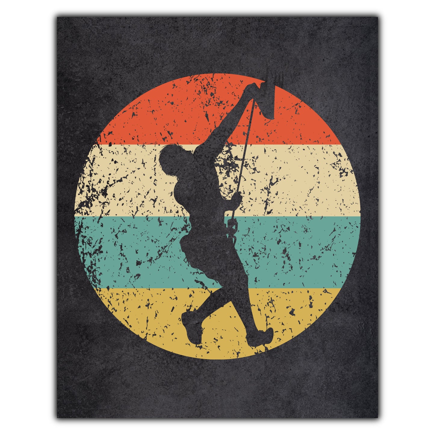 Rock Climber Rock Climbing Sports Icon Retro 8"x10" Wall Art Print
