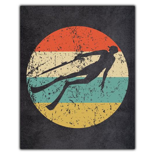 Spear Fisherman Sports Icon Retro 8"x10" Wall Art Print