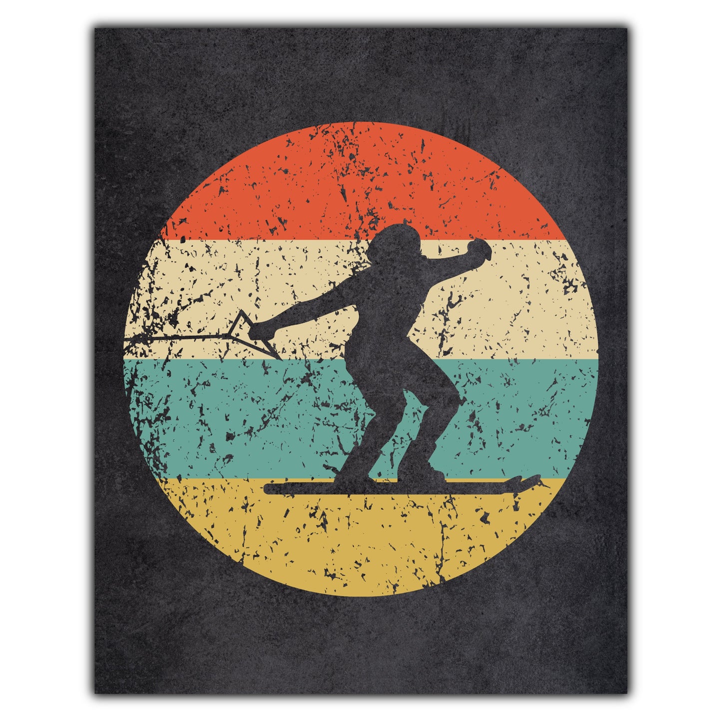 Waterskiing Sports Icon Retro 8"x10" Wall Art Print