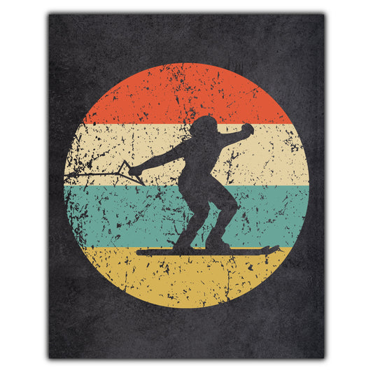 Waterskiing Sports Icon Retro 8"x10" Wall Art Print