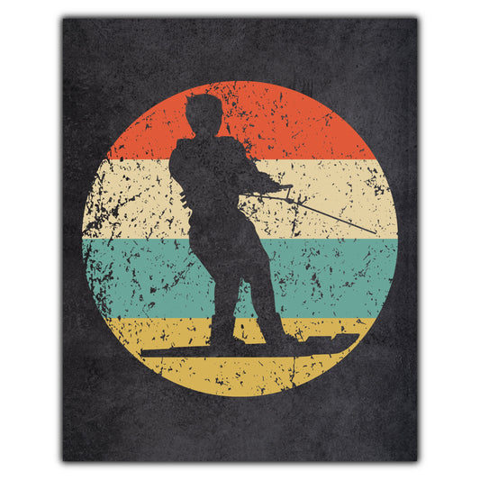 Waterskiing Waterskier Sports Icon Retro 8"x10" Wall Art Print