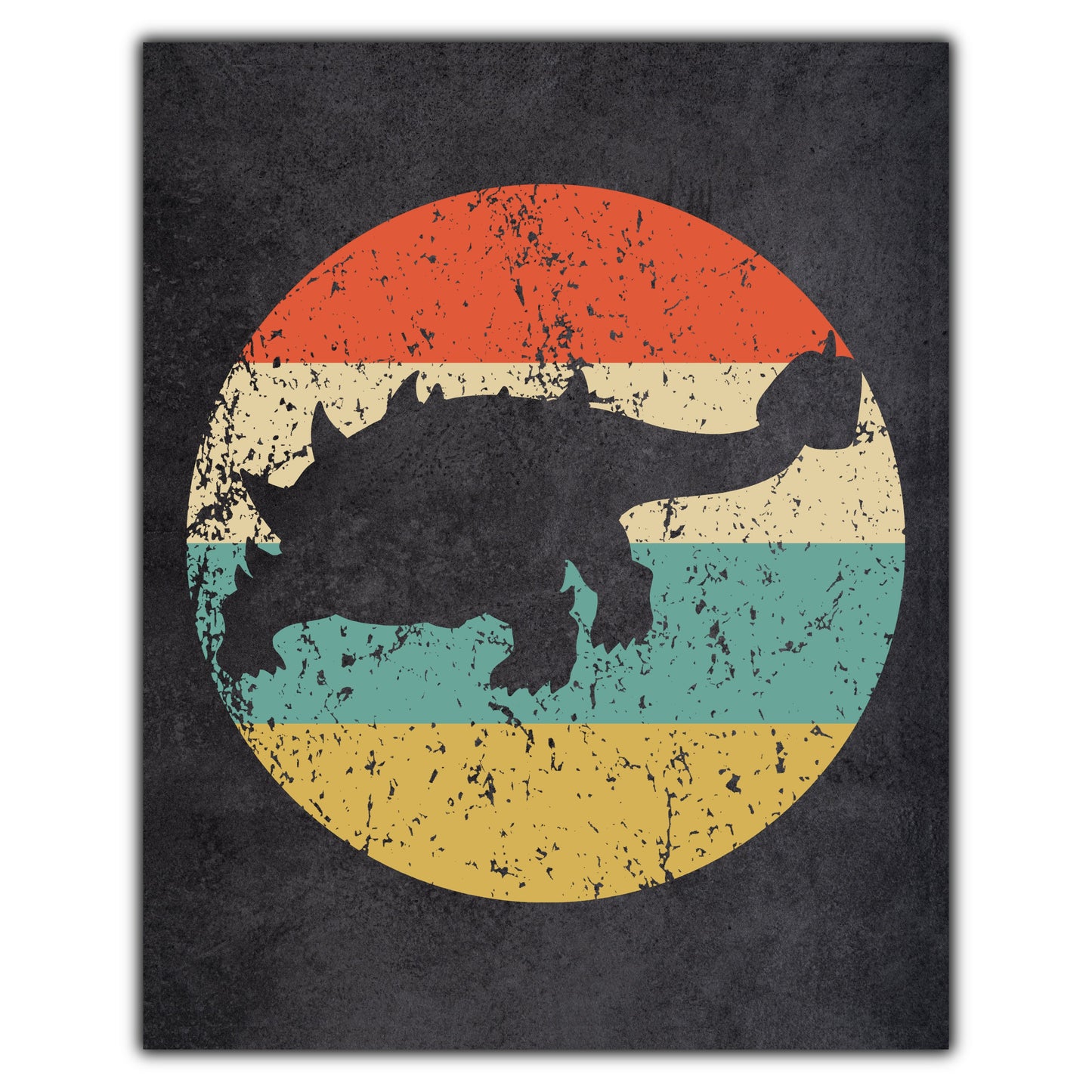 Ankylosaurus Dinosaur Icon Retro 8"x10" Wall Art Print