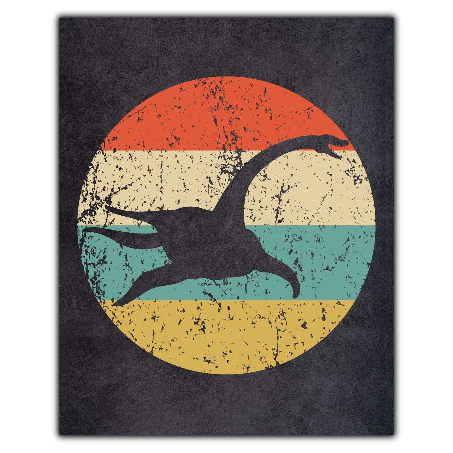 Plesiosaur Dinosaur Icon Retro 8"x10" Wall Art Print