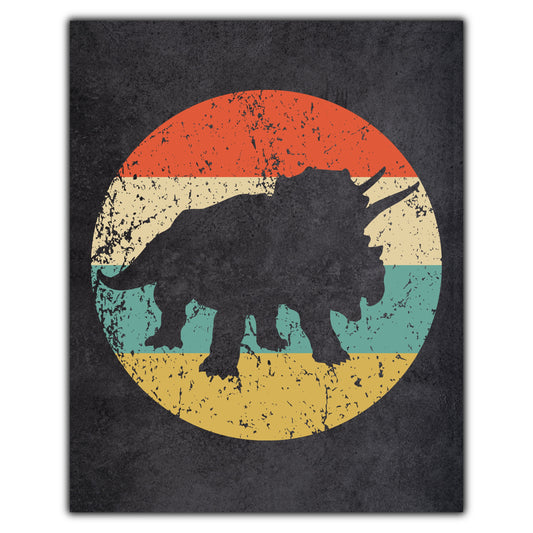 Triceratops Dinosaur Icon Retro 8"x10" Wall Art Print