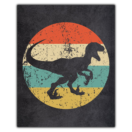 Velociraptor Raptor Dinosaur Icon Retro 8"x10" Wall Art Print