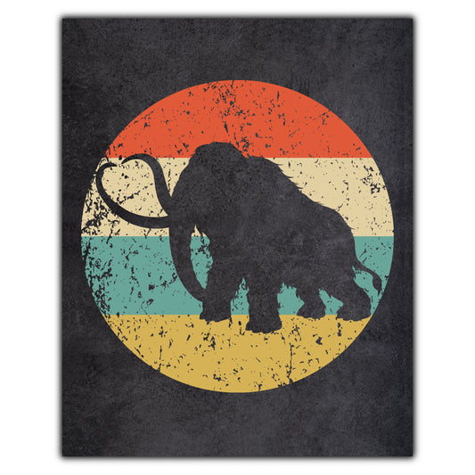 Woolly Mammoth Animal Icon Retro 8"x10" Wall Art Print
