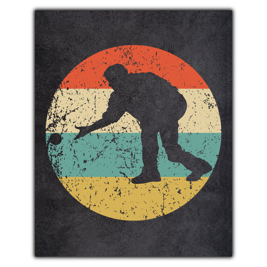 Man Playing Bocce Icon Retro 8"x10" Wall Art Print