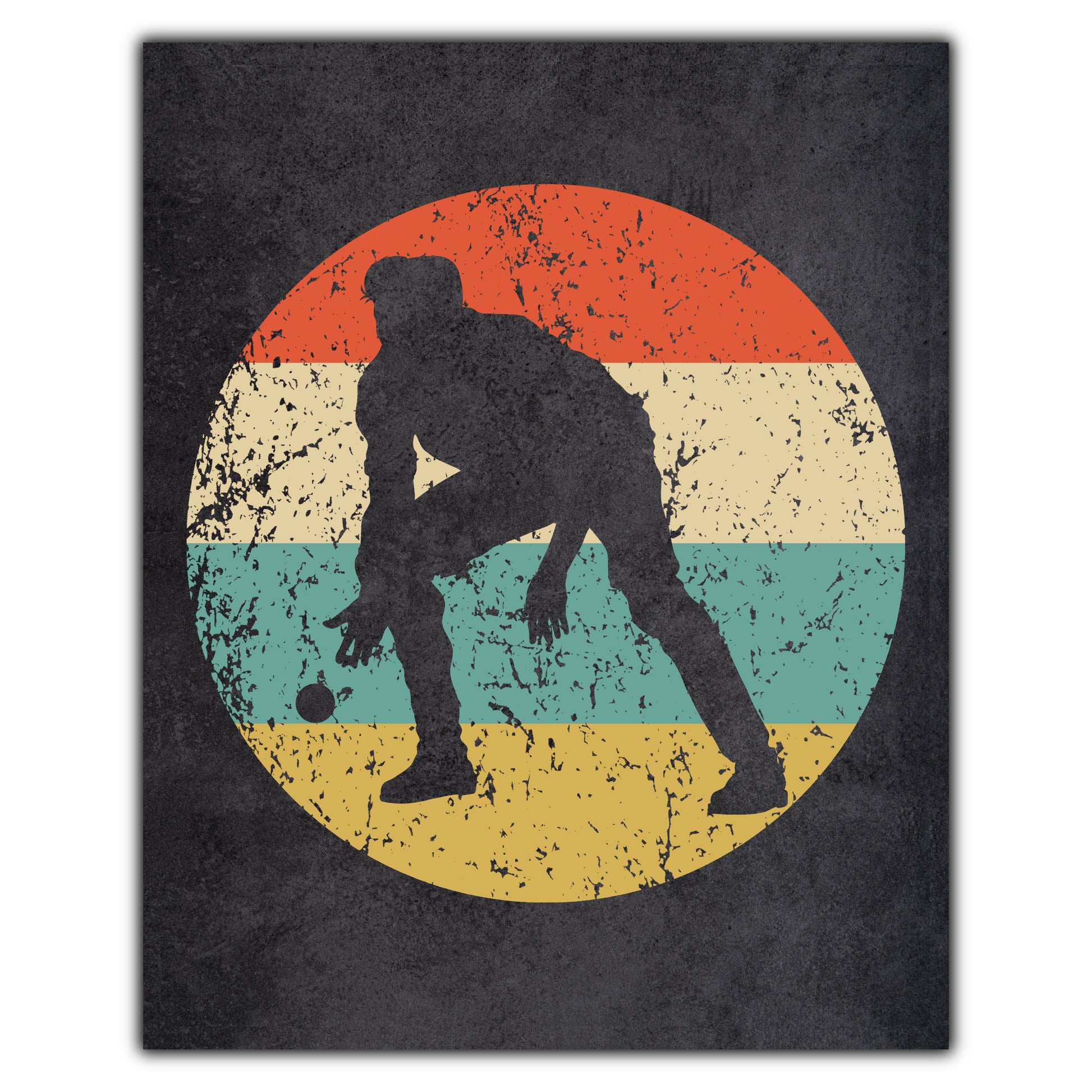 Man Playing Bocce Ball Icon Retro 8"x10" Wall Art Print