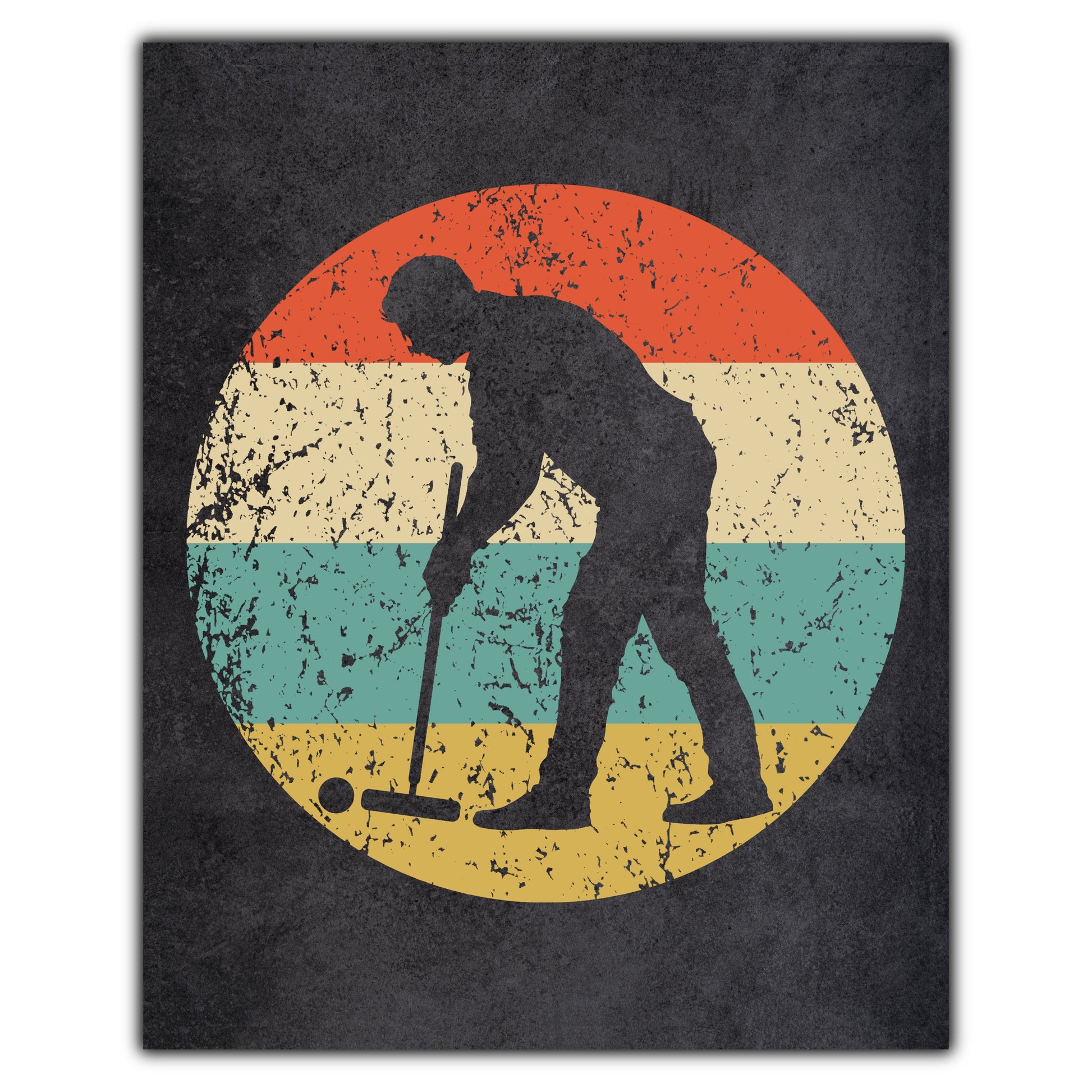 Man Playing Croquet Icon Retro 8"x10" Wall Art Print