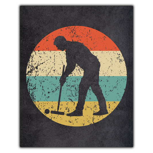 Man Playing Croquet Icon Retro 8"x10" Wall Art Print