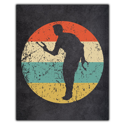 Horseshoes Player Icon Retro 8"x10" Wall Art Print