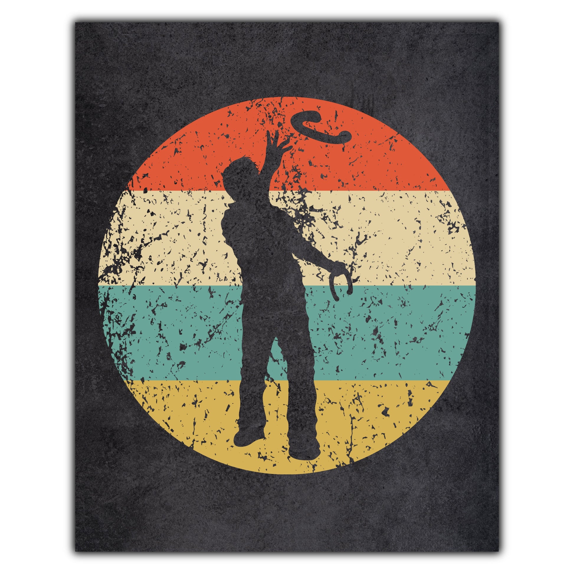 Man Playing Horseshoes Icon Retro 8"x10" Wall Art Print
