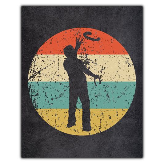 Man Playing Horseshoes Icon Retro 8"x10" Wall Art Print