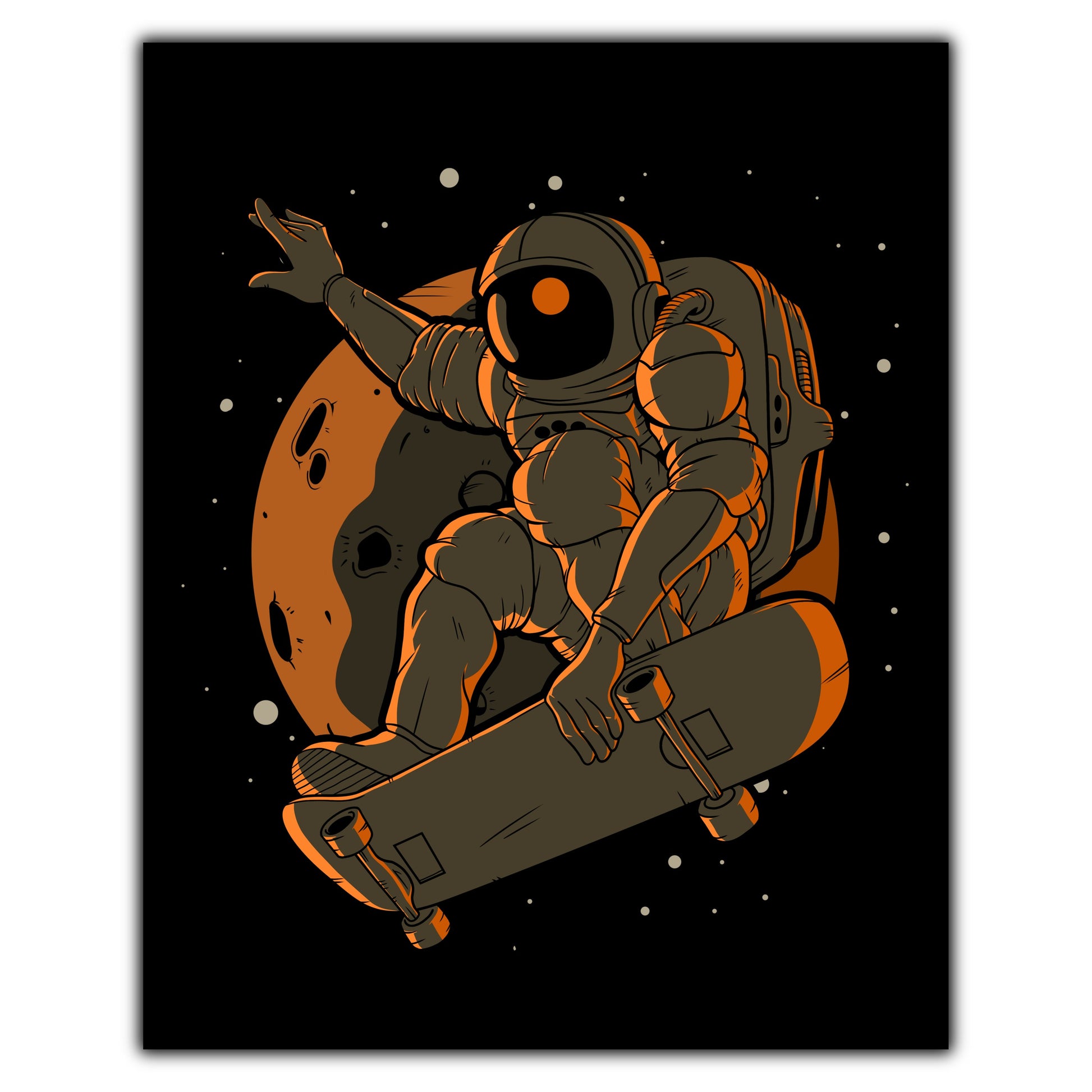 Skateboarding Astronaut Outer Space Spaceman 8"x10" Wall Art Print