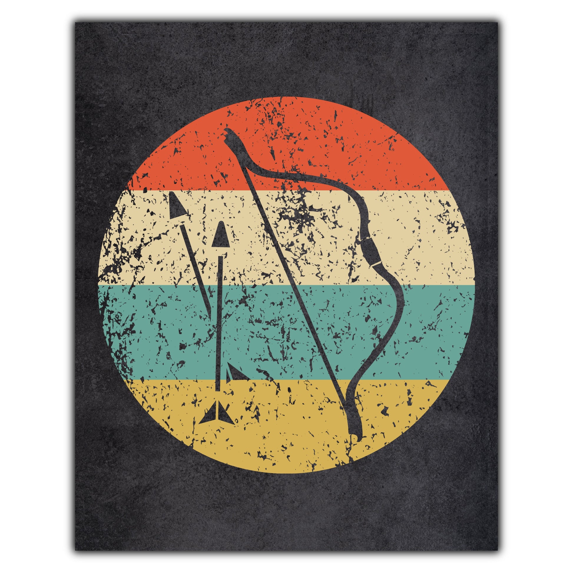 Bow and Arrow Icon Retro 8"x10" Wall Art Print