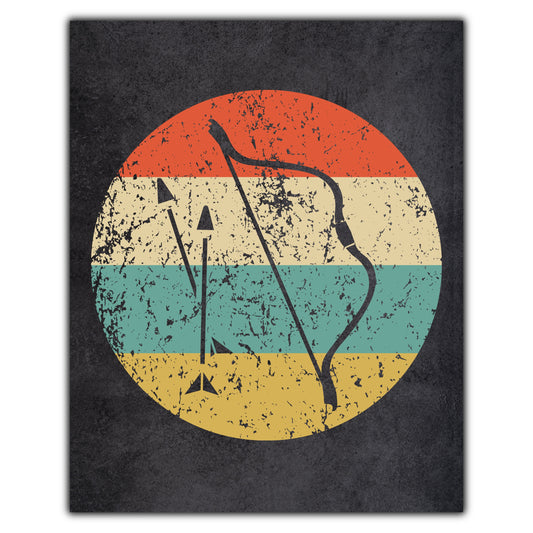 Bow and Arrow Icon Retro 8"x10" Wall Art Print