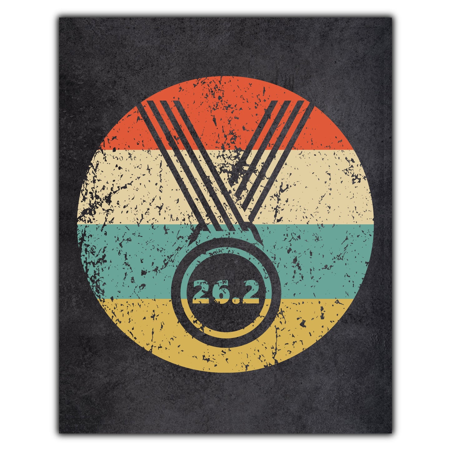 26.2 Miles Marathon Finisher Medal Icon Retro 8"x10" Wall Art Print
